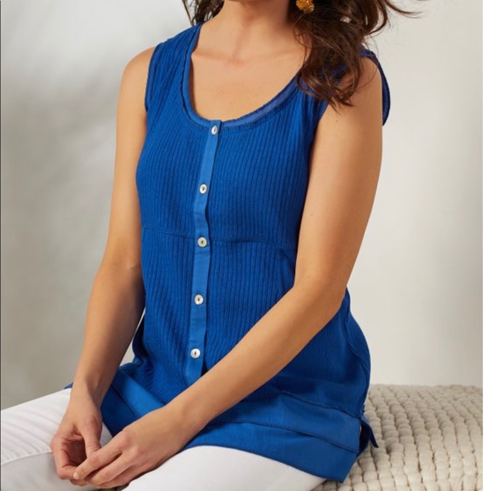 Soft Surroundings | Sapphire Roma Ribbed Tank